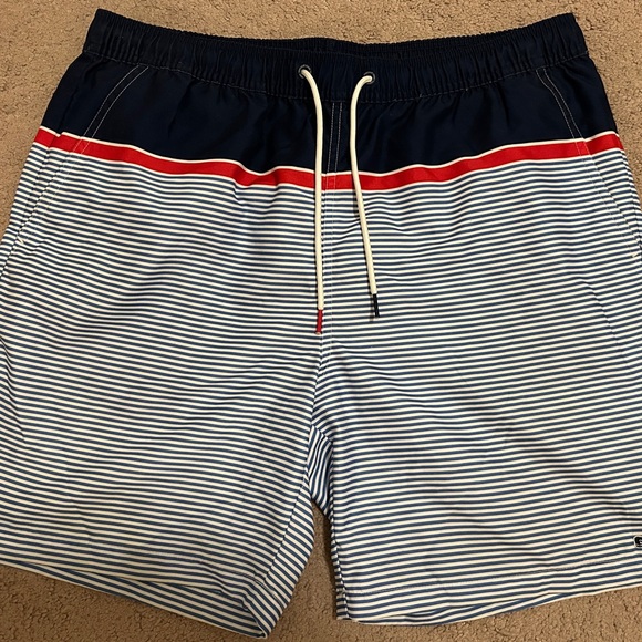 Vineyard Vines Other - Vineyard Vines Men's Navy and Red Striped Swim Trunks